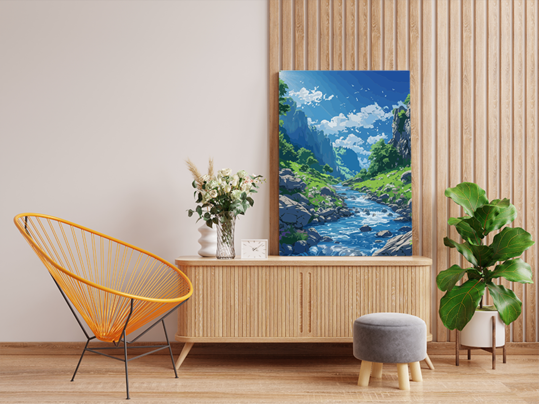 Mountain Stream and Valley Paint by Numbers Kit