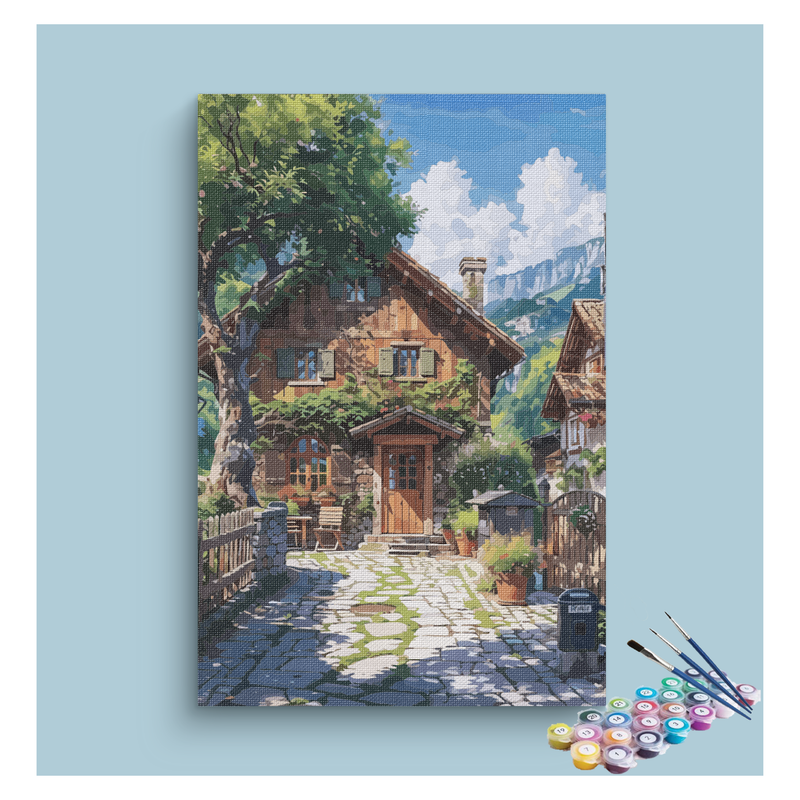 Charming Stone Cottage Paint by Numbers Kit