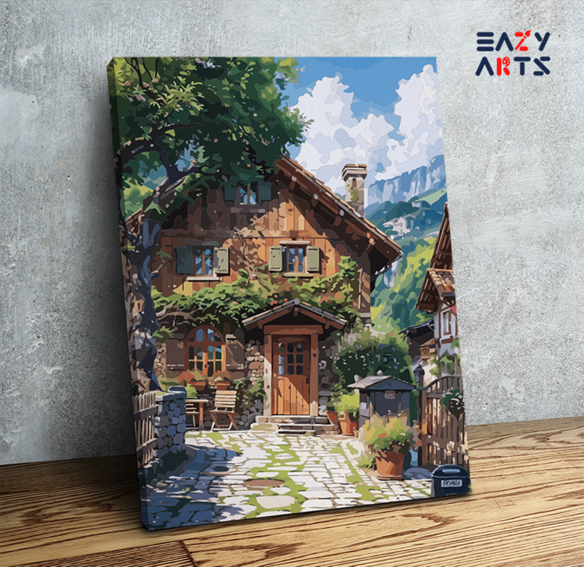 Charming Stone Cottage Paint by Numbers Kit