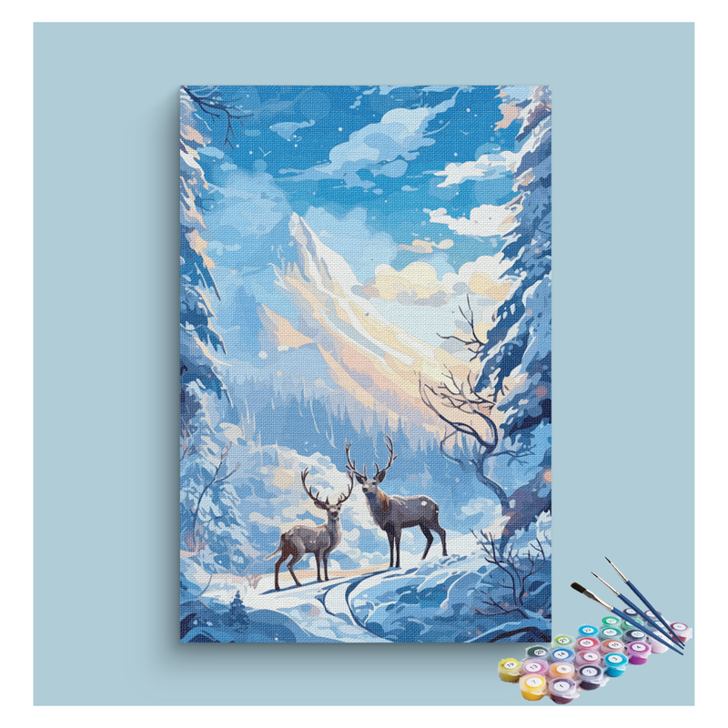 Winter Forest Deer Scene Paint by Numbers Kit