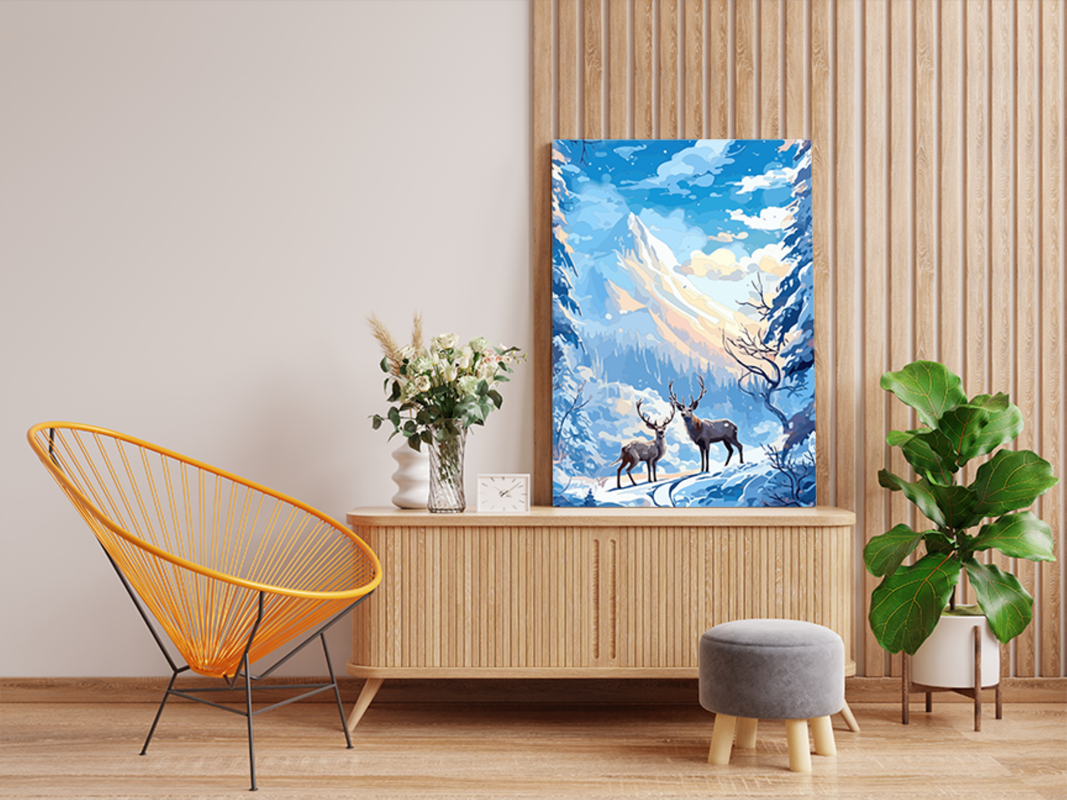 Winter Forest Deer Scene Paint by Numbers Kit