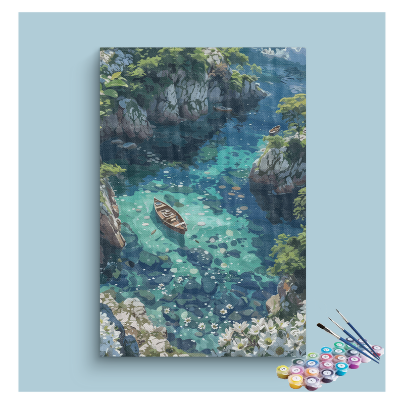 Crystal Clear Cove with Boats Paint by Numbers Kit