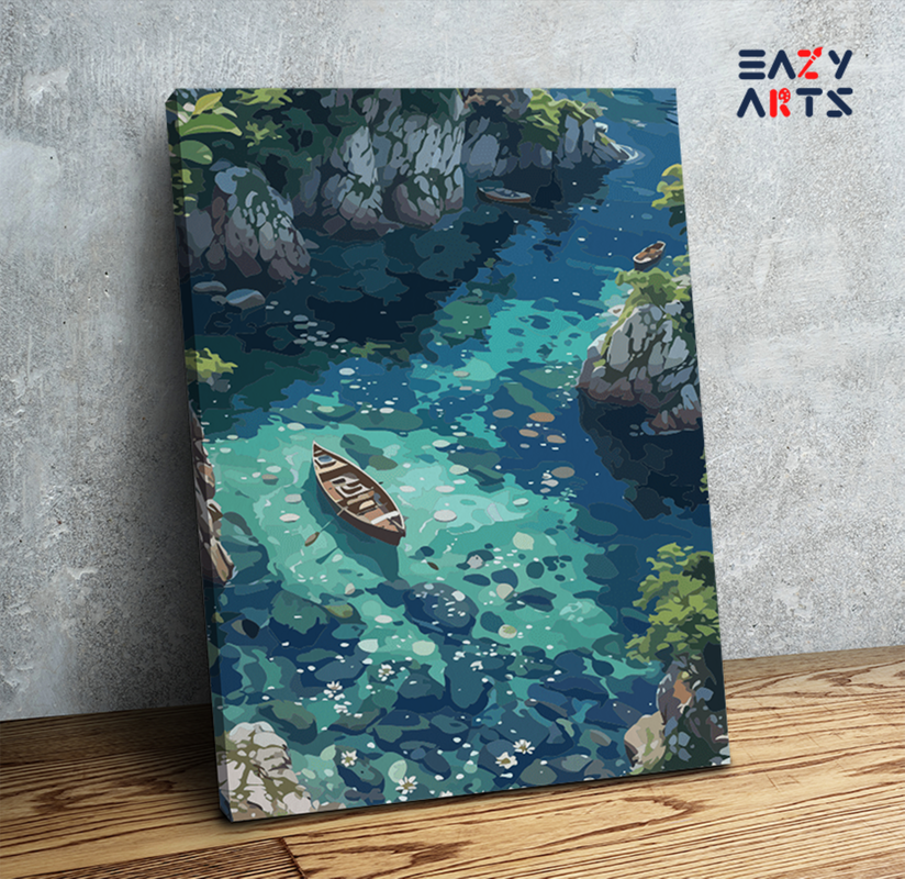 Crystal Clear Cove with Boats Paint by Numbers Kit