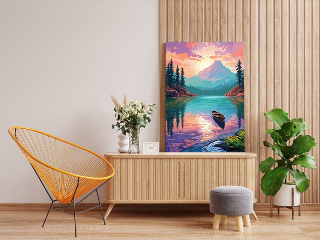 Serene Mountain Lake at Sunset Paint by Numbers Kit