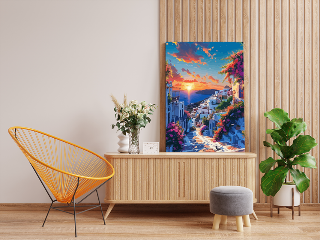 Sunset in Mediterranean Village Paint by Numbers Kit