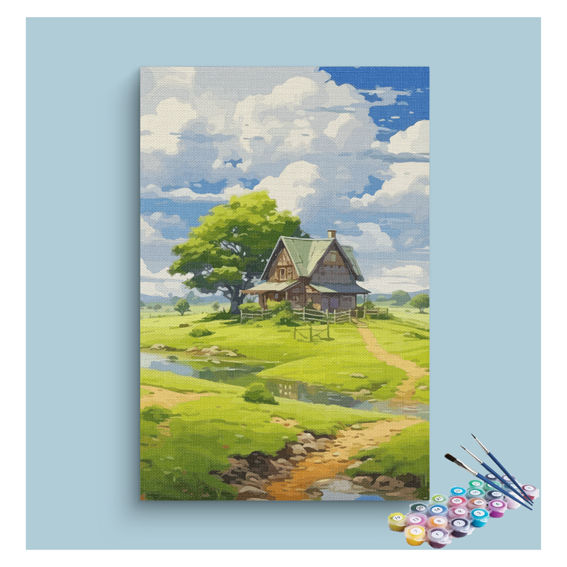 Charming Cottage by the Stream Paint by Numbers Kit