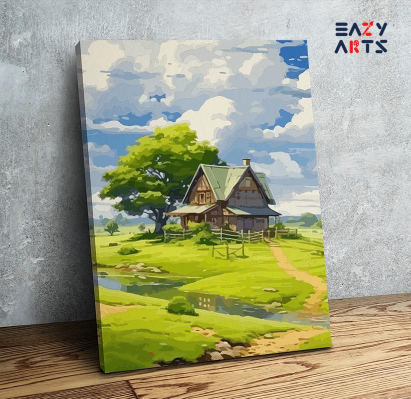 Charming Cottage by the Stream Paint by Numbers Kit