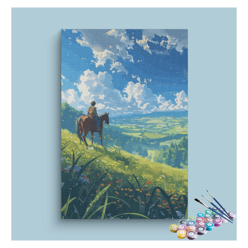 Horseback Rider in Scenic Valley Paint by Numbers Kit