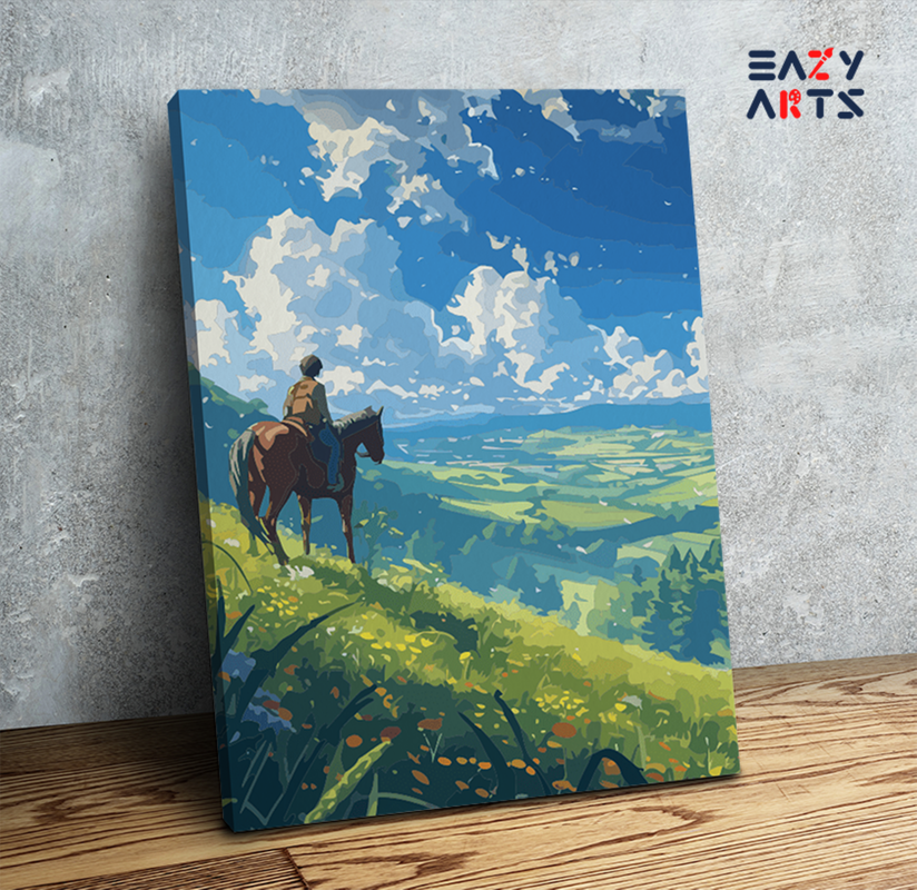 Horseback Rider in Scenic Valley Paint by Numbers Kit