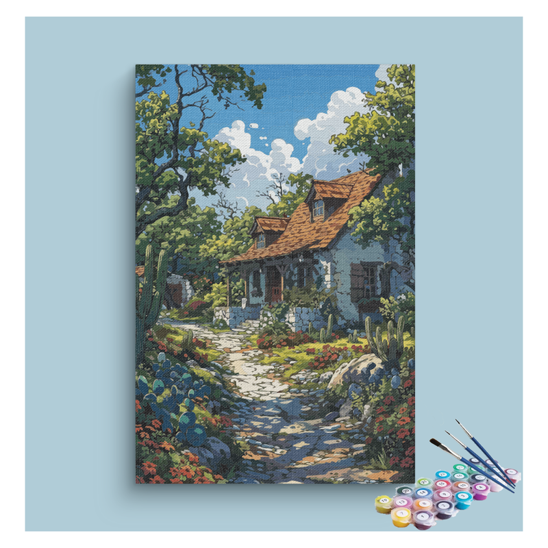 Rustic Cottage with Garden Path Paint by Numbers Kit