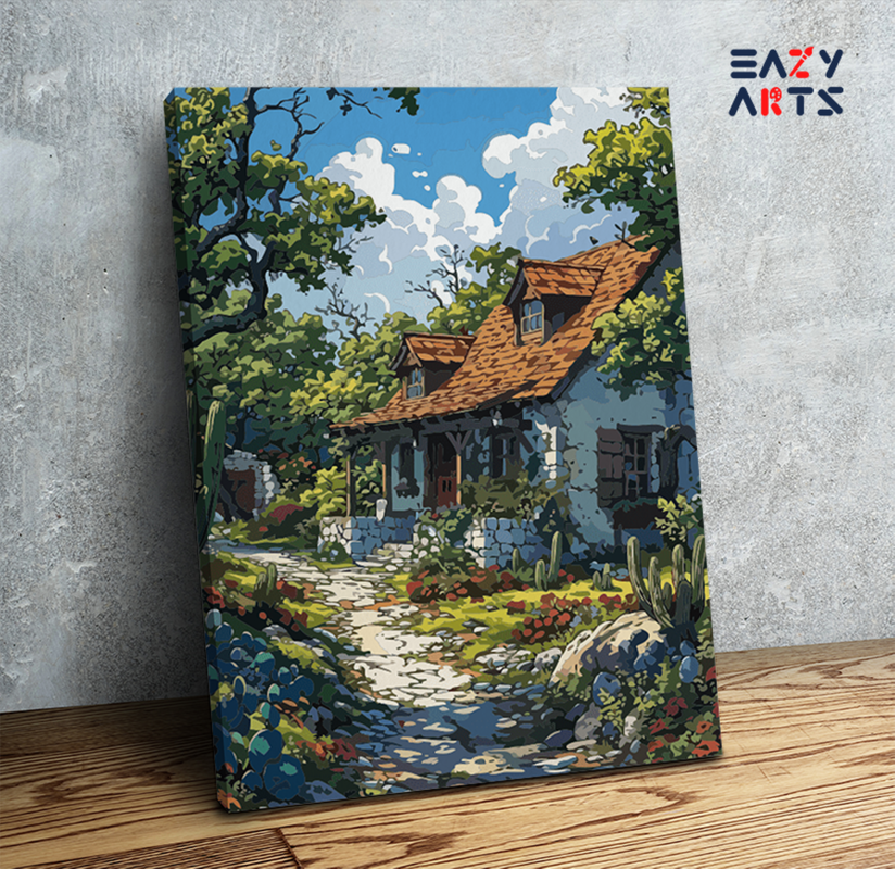 Rustic Cottage with Garden Path Paint by Numbers Kit