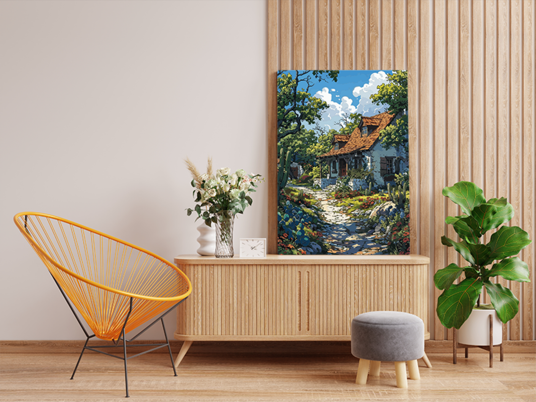Rustic Cottage with Garden Path Paint by Numbers Kit