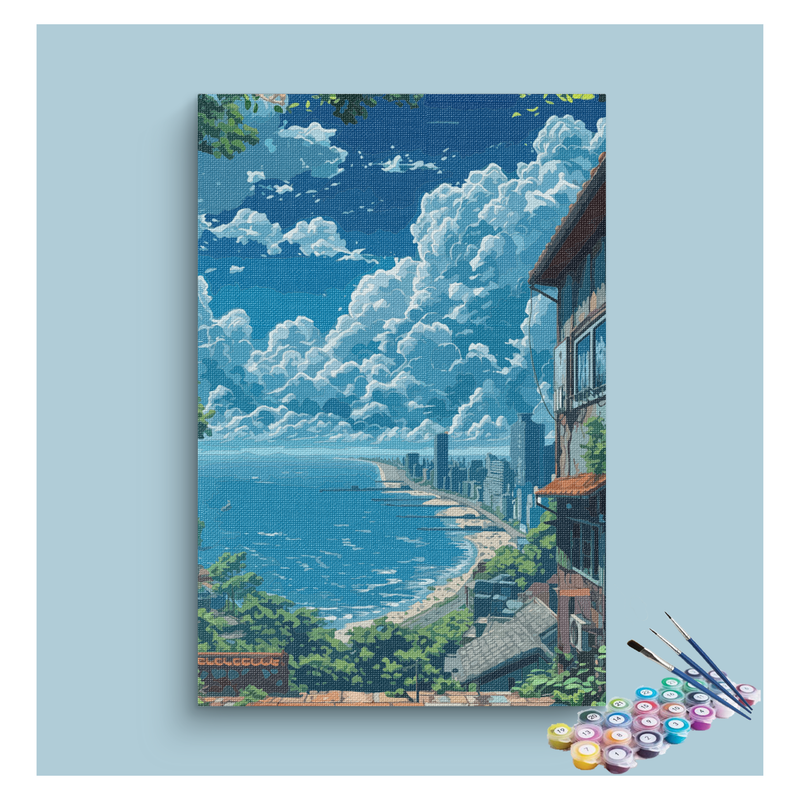 Seaside Cityscape Paint by Numbers Kit