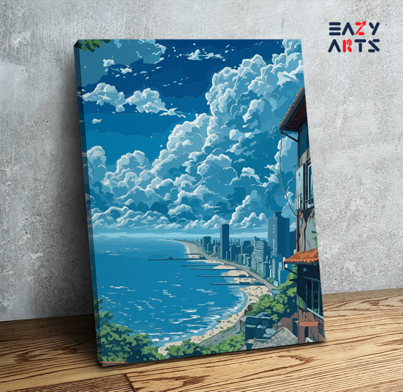 Seaside Cityscape Paint by Numbers Kit