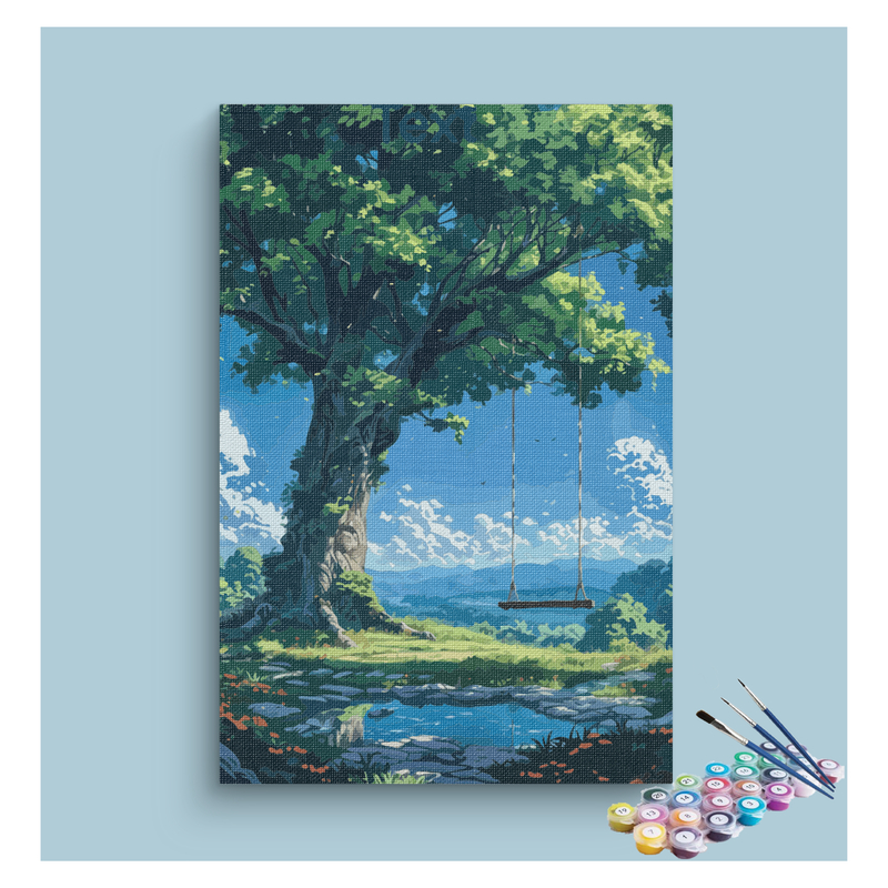 Tranquil Tree Swing in Nature Landscape