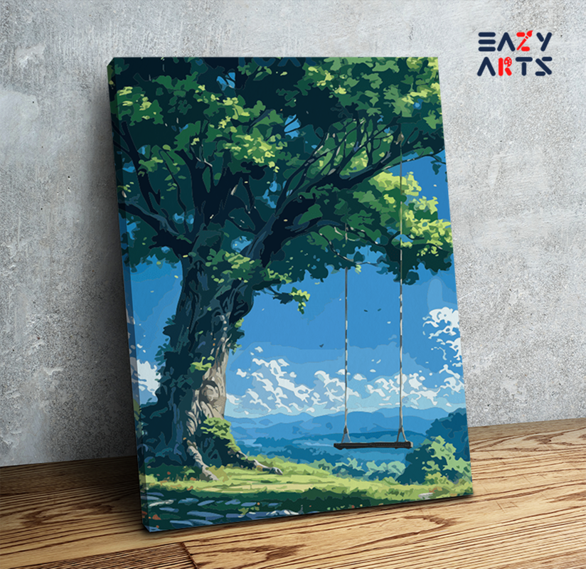 Tranquil Tree Swing in Nature Landscape