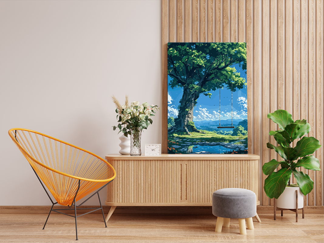 Tranquil Tree Swing in Nature Landscape