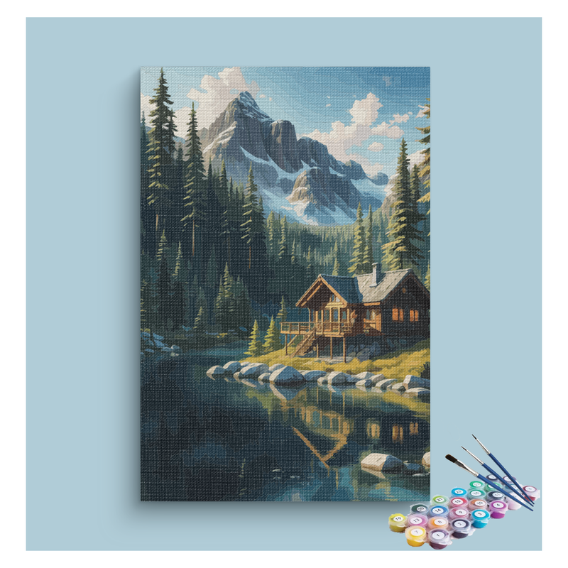 Tranquil Mountain Cabin Paint by Numbers Kit