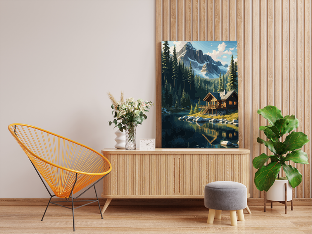 Tranquil Mountain Cabin Paint by Numbers Kit