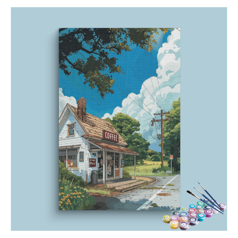 Country Road Coffee Shop Paint by Numbers Kit