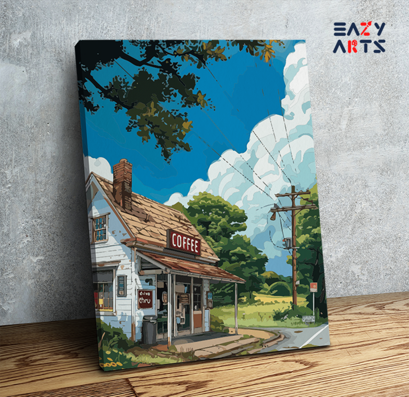 Country Road Coffee Shop Paint by Numbers Kit