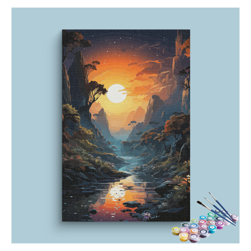 Majestic Sunset River Valley Paint by Numbers Kit