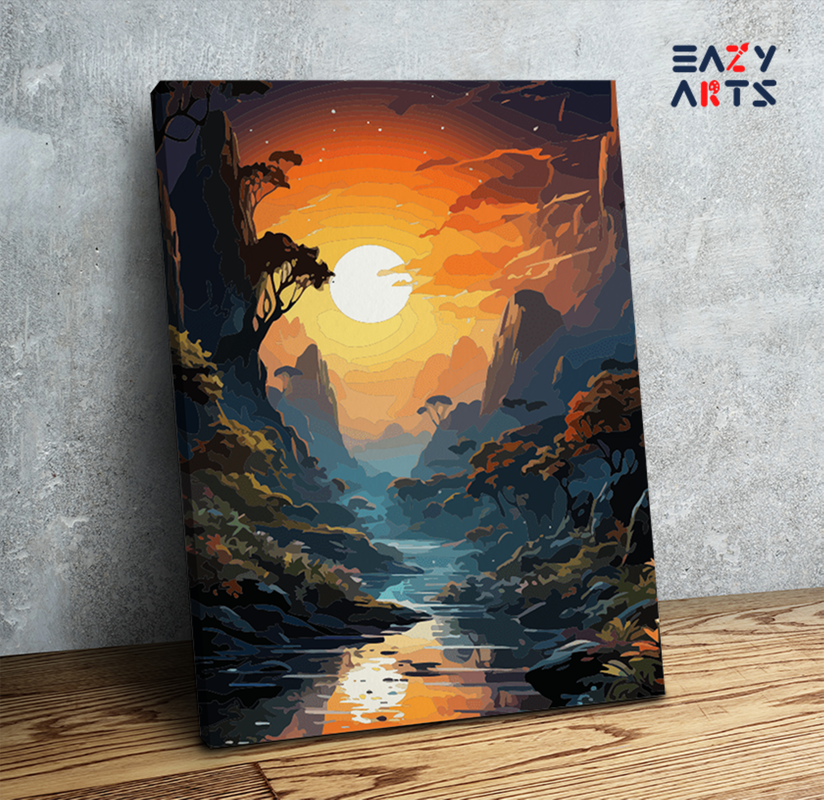Majestic Sunset River Valley Paint by Numbers Kit
