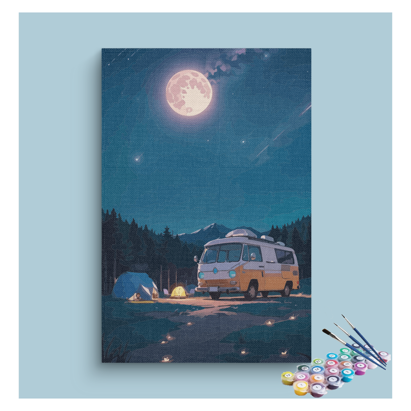 Moonlit Camper Van Adventure Paint by Numbers Kit