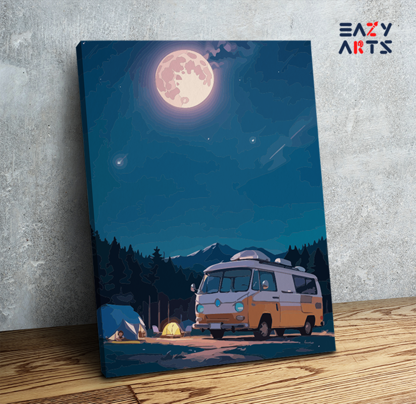 Moonlit Camper Van Adventure Paint by Numbers Kit