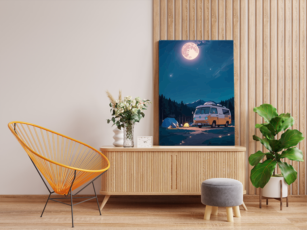 Moonlit Camper Van Adventure Paint by Numbers Kit