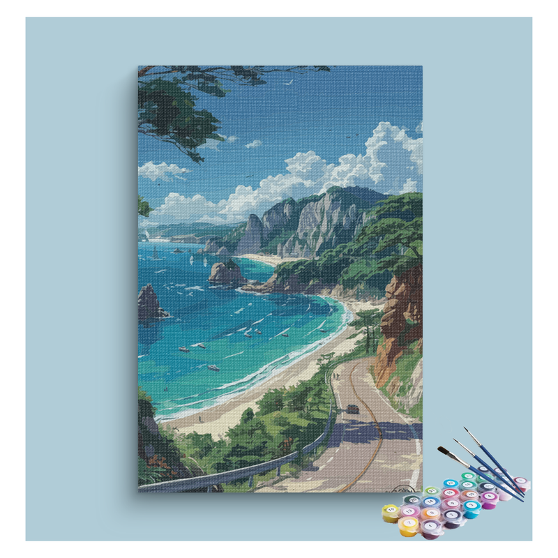 Coastal Road Scenic Drive Paint by Numbers Kit