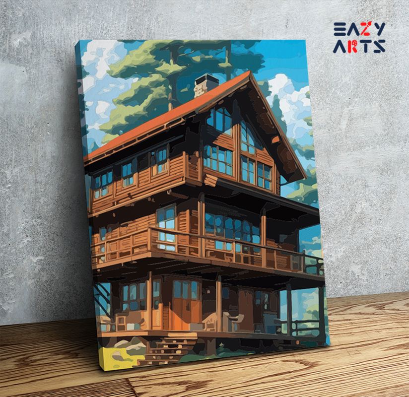 Rustic Forest Cabin Paint by Numbers Kit
