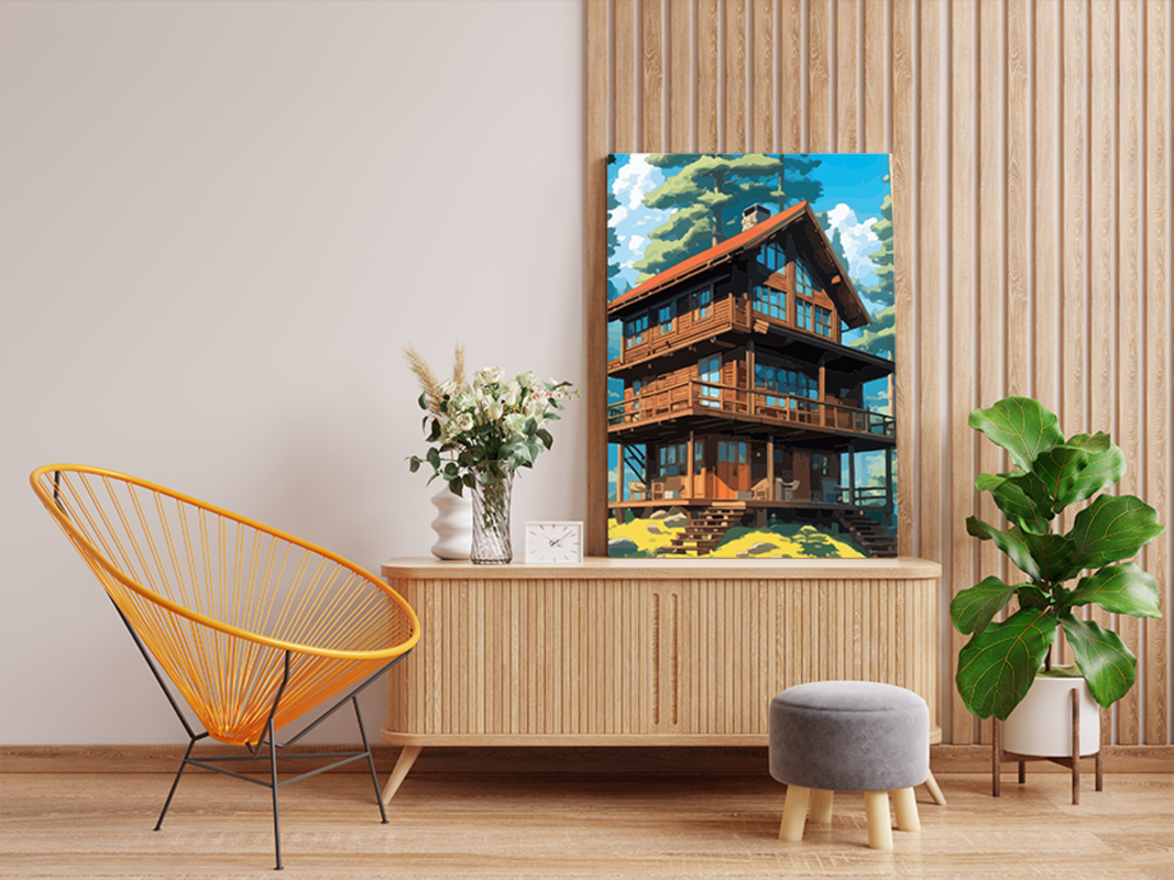 Rustic Forest Cabin Paint by Numbers Kit