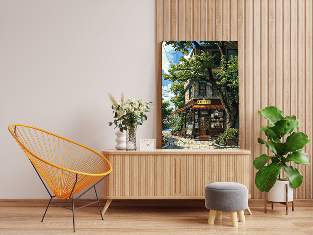 Quaint Coffee Shop Corner Paint by Numbers Kit
