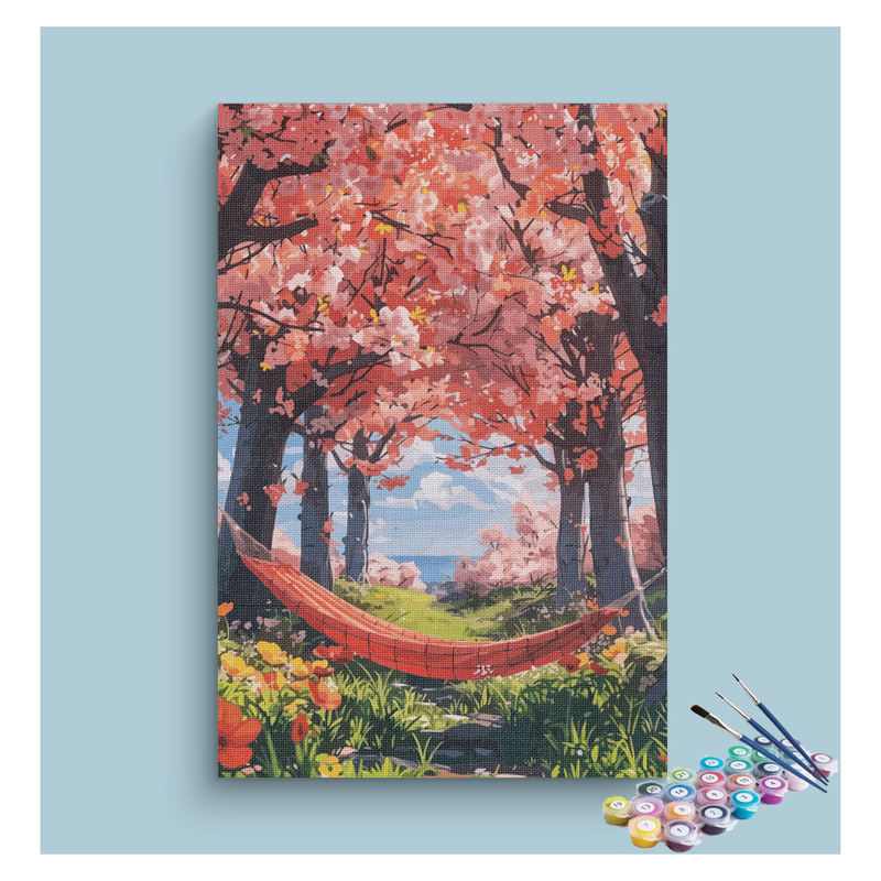 Cherry Blossom Hammock Retreat Paint by Numbers Kit