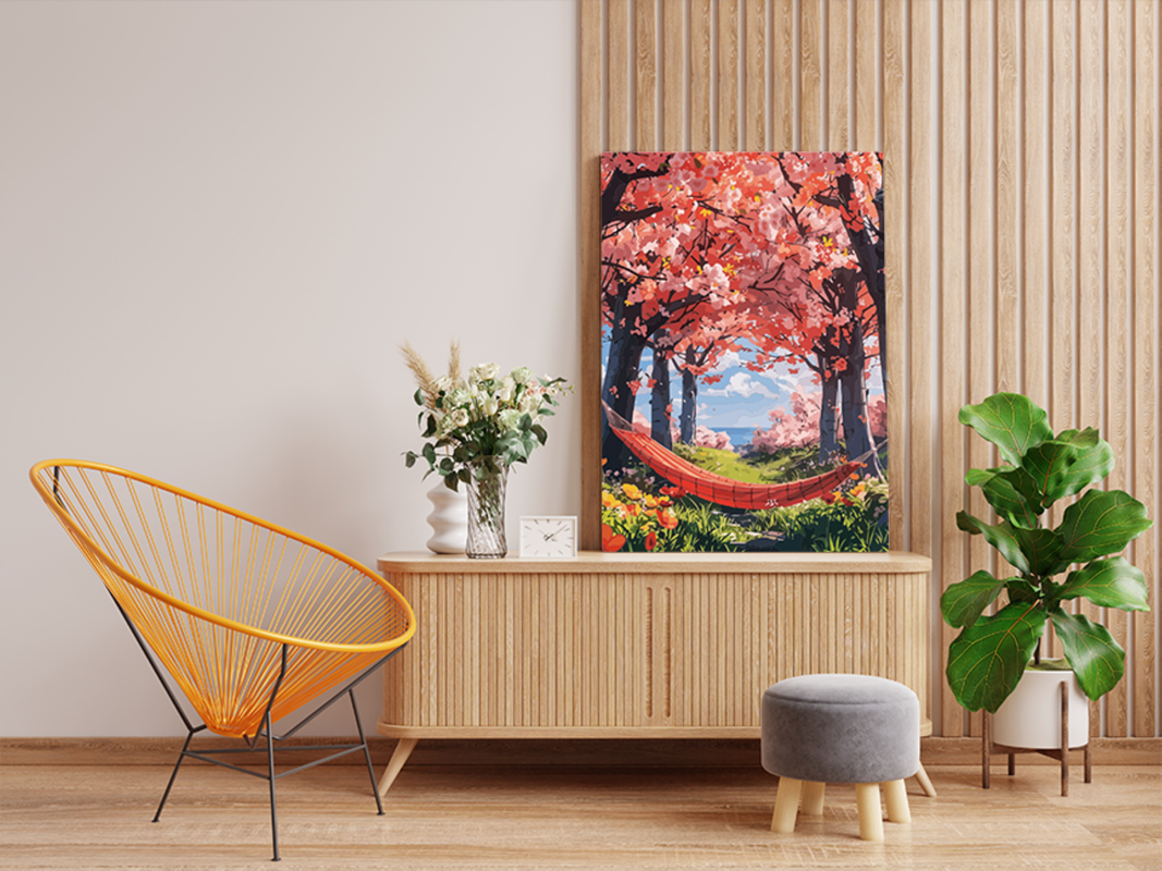 Cherry Blossom Hammock Retreat Paint by Numbers Kit