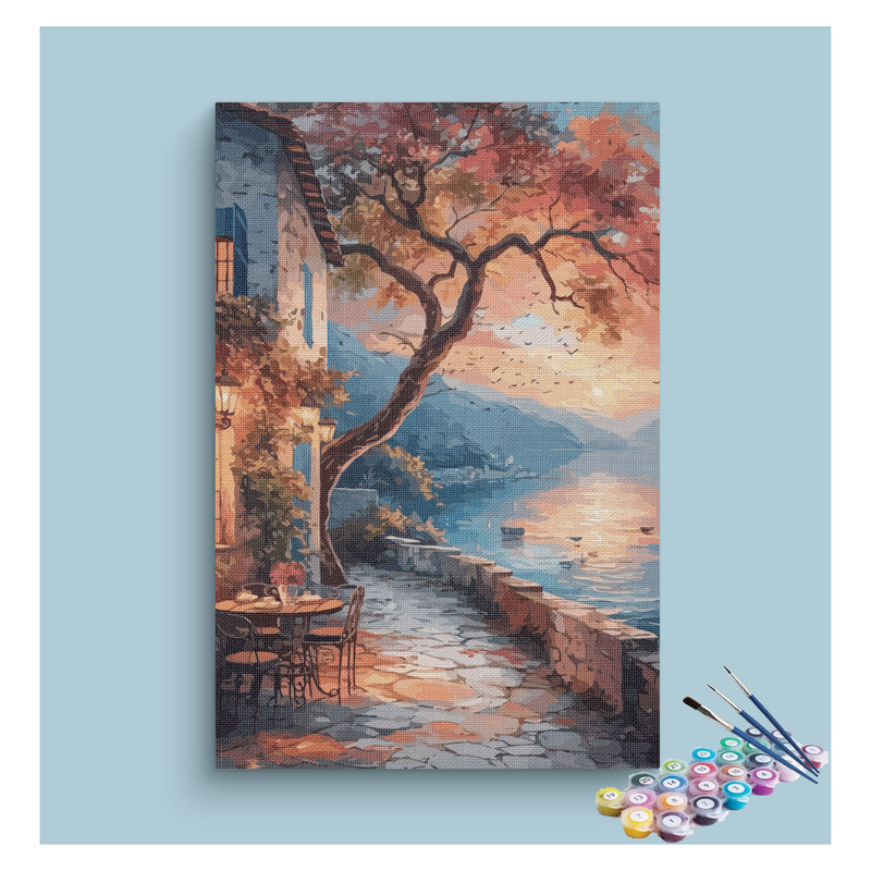 Sunset by the Lakeside Café Paint by Numbers Kit