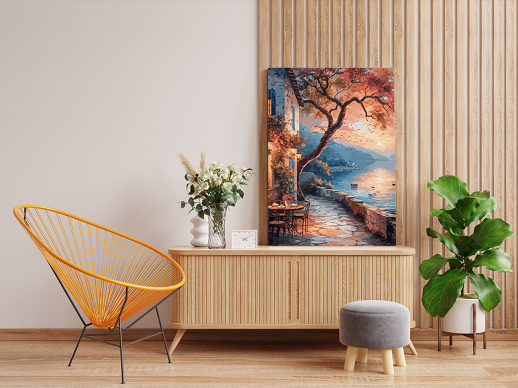 Sunset by the Lakeside Café Paint by Numbers Kit