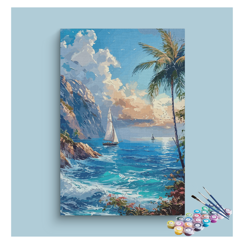 Tropical Sailboat Adventure Paint by Numbers Kit