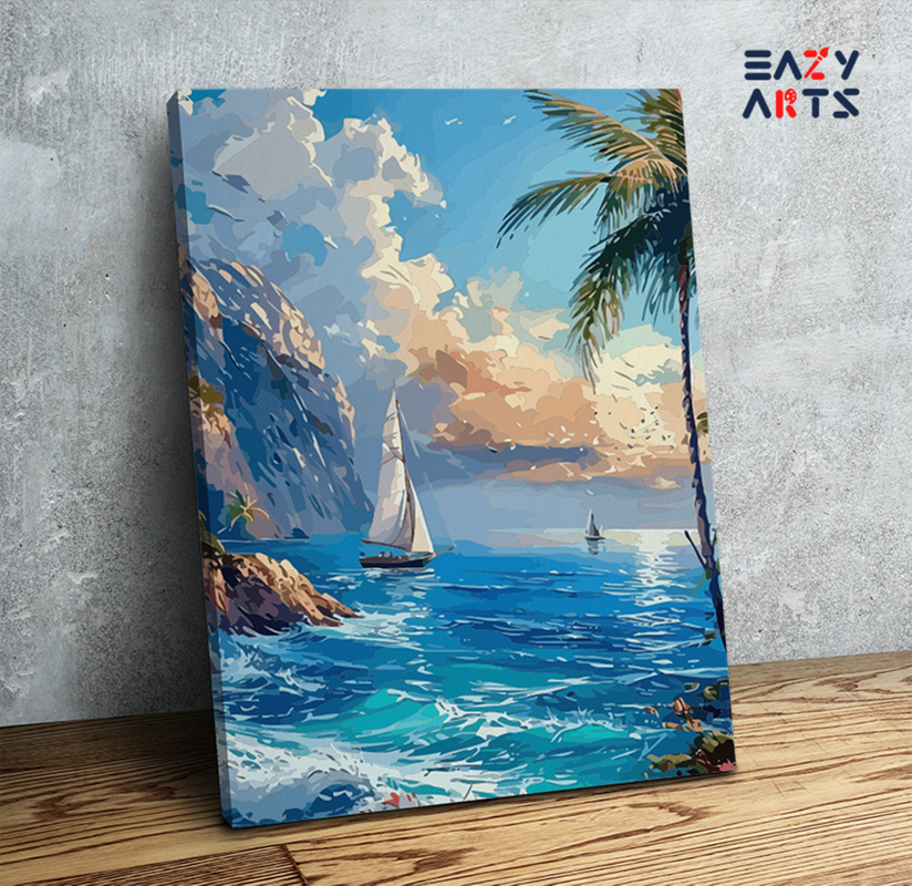 Tropical Sailboat Adventure Paint by Numbers Kit