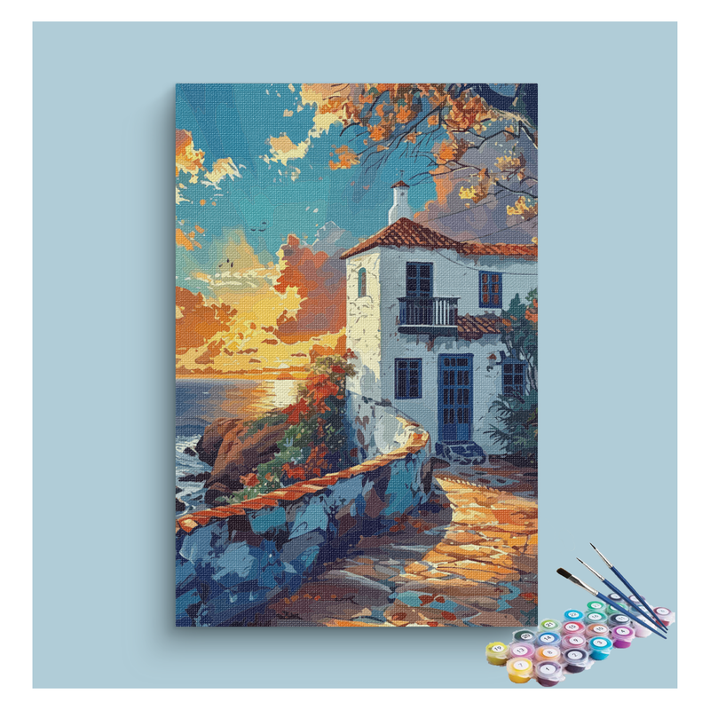 Seaside Sunset Villa Paint by Numbers Kit
