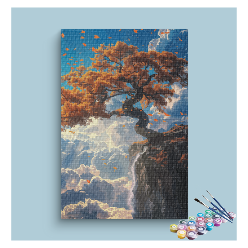 Majestic Cliffside Tree Paint by Numbers Kit