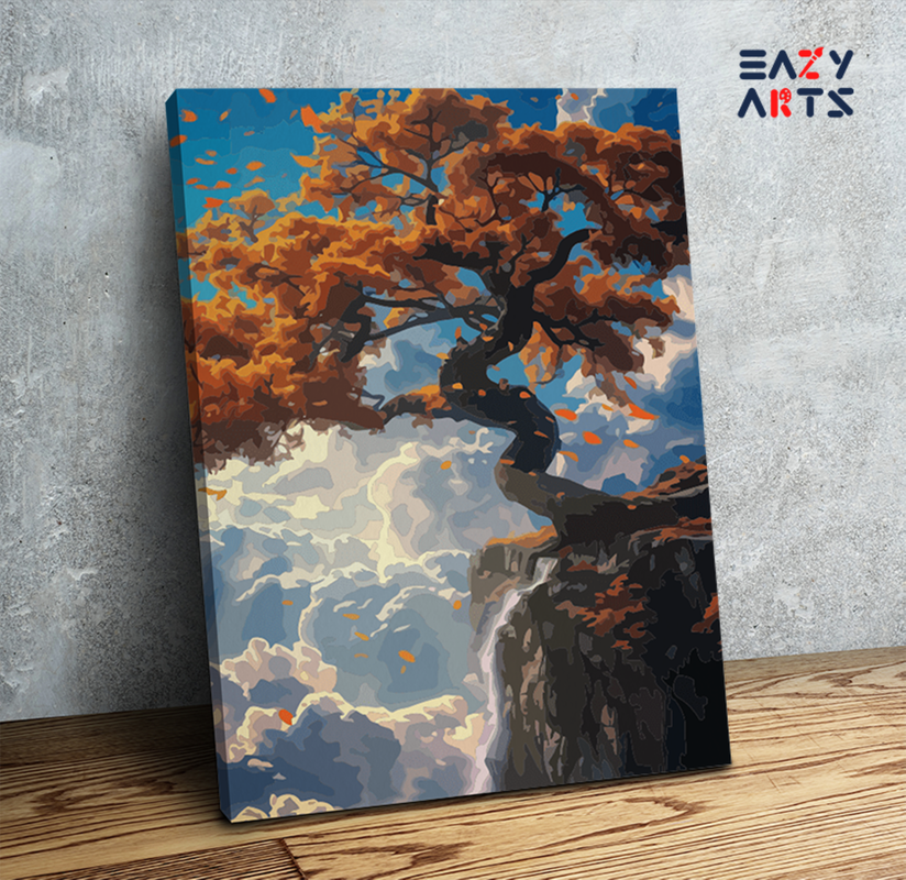 Majestic Cliffside Tree Paint by Numbers Kit