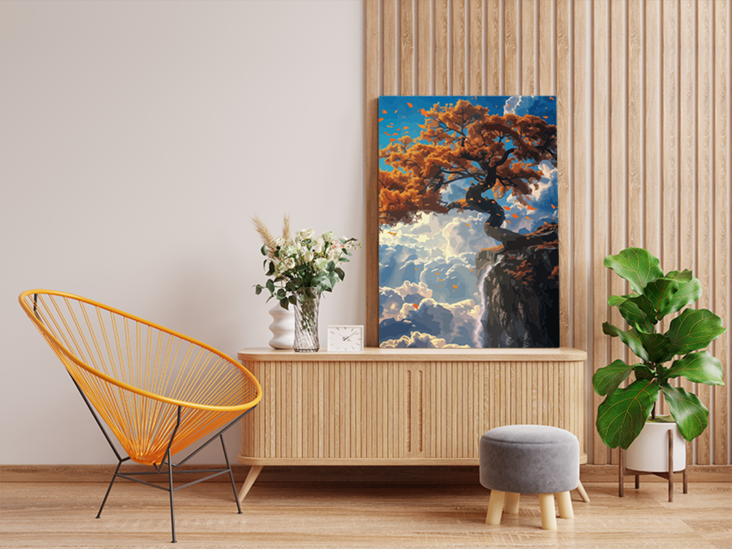 Majestic Cliffside Tree Paint by Numbers Kit