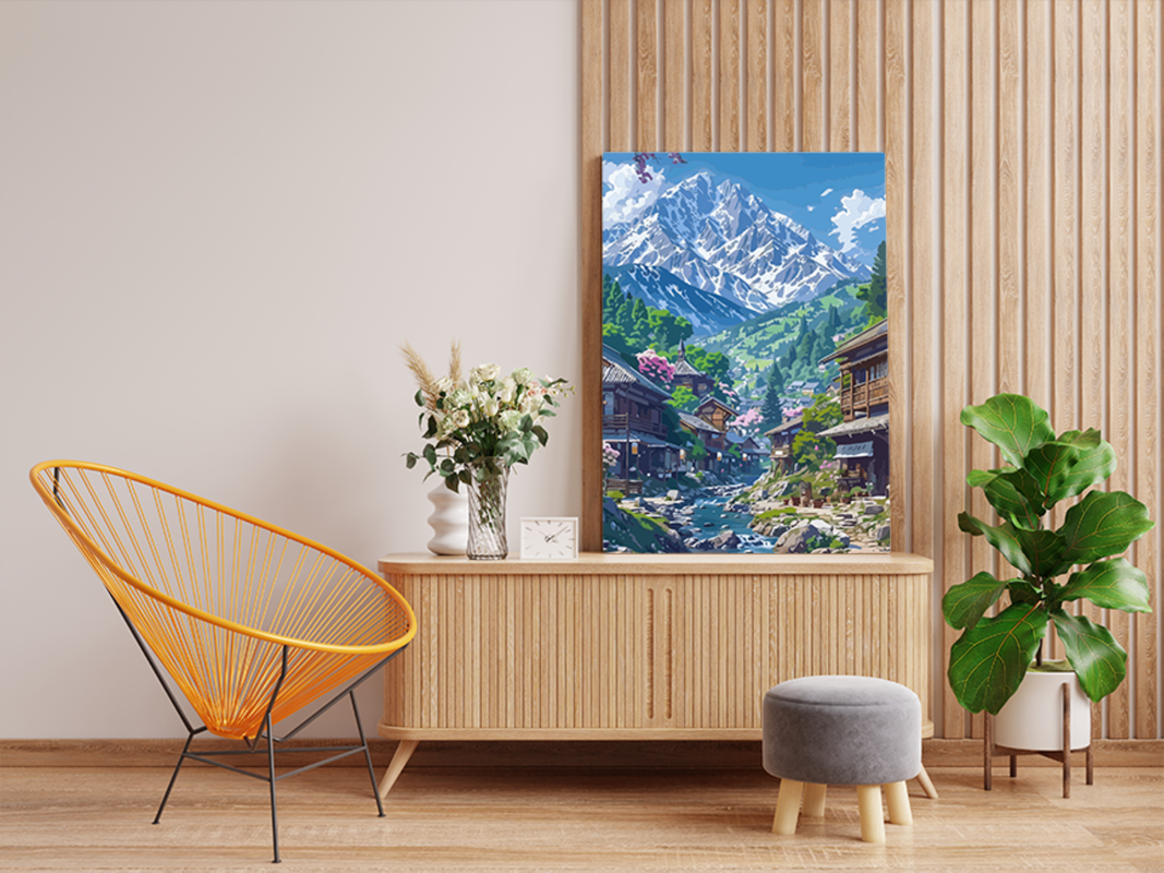 Mountain Village Stream Paint by Numbers Kit