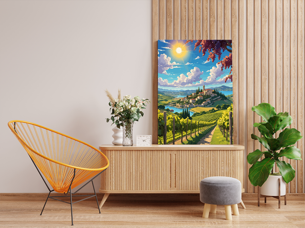 Sunlit Vineyard Village Paint by Numbers Kit