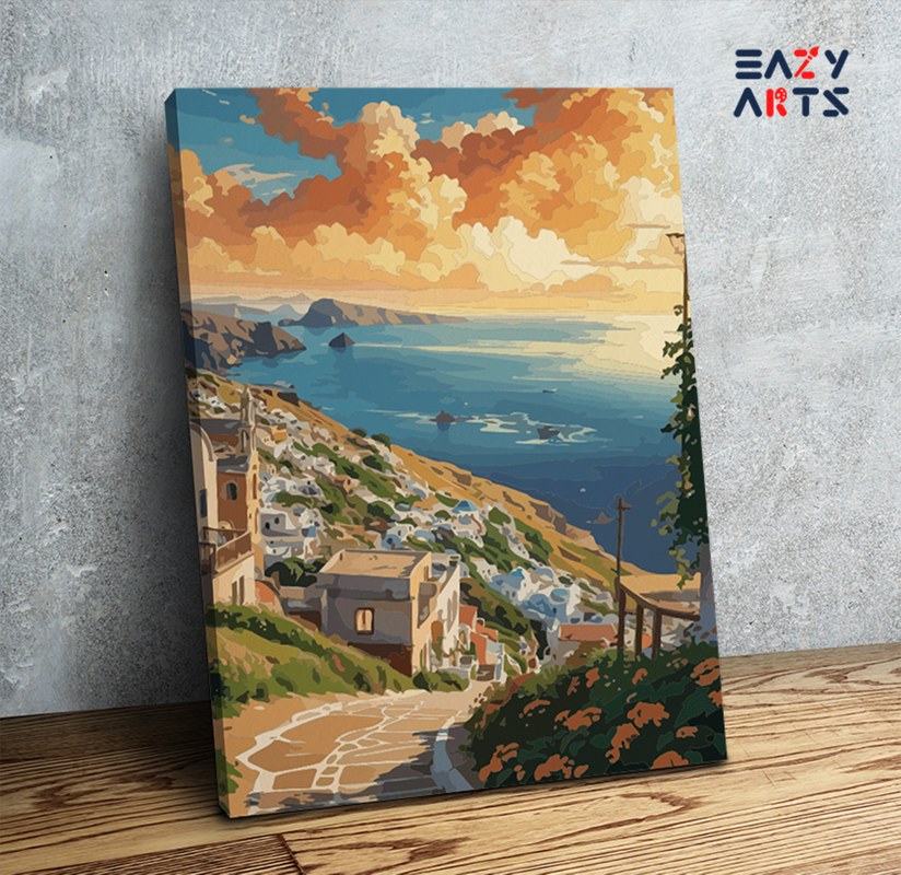 Mediterranean Sunset Village Paint by Numbers Kit