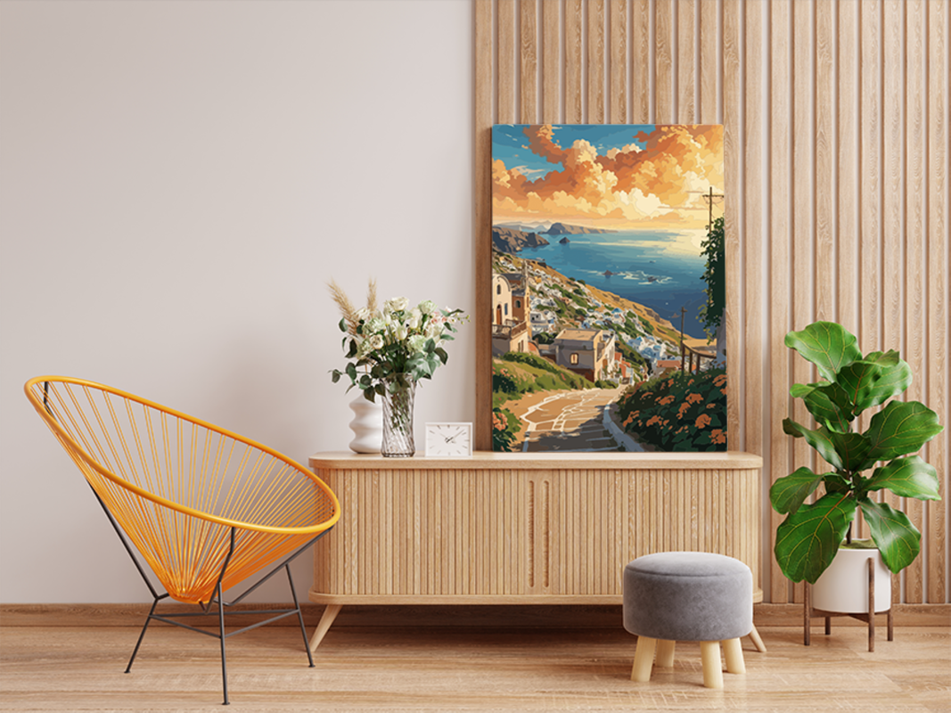 Mediterranean Sunset Village Paint by Numbers Kit