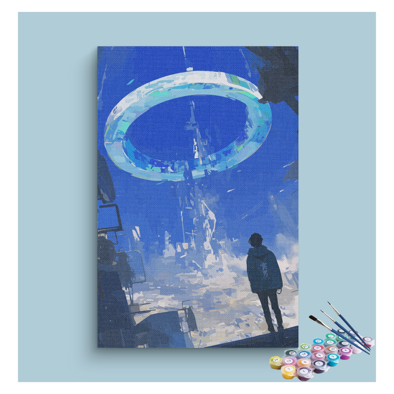 Futuristic Ring Portal Scene Paint by Numbers Kit