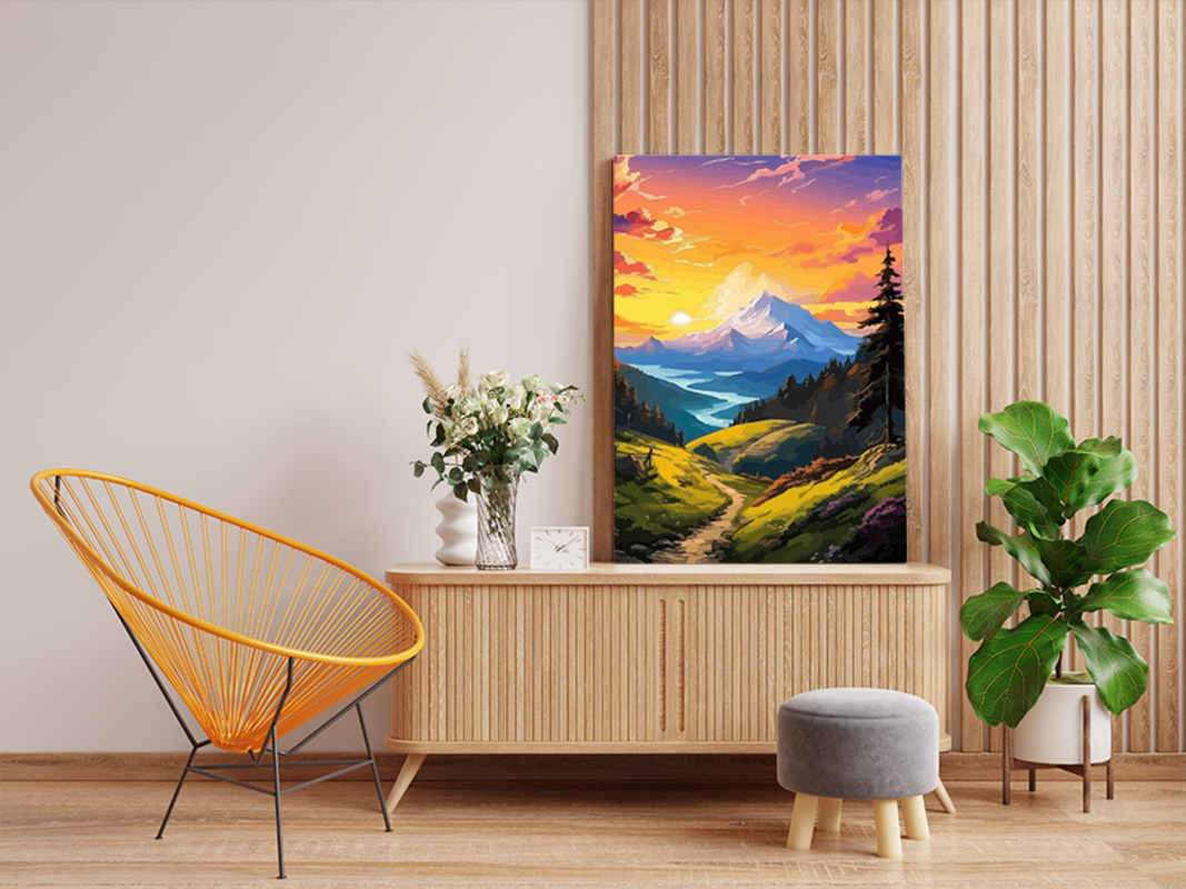 Majestic Sunset Mountain Path Paint by Numbers Kit